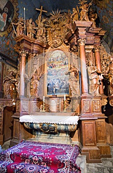 Interior of Gothic church in Tvrdosin, Slovakia