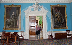 Interior of the Governor`s Palace in Colonial Williamsburg