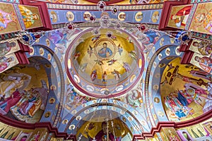 Interior of the Greek Orthodox Church of the Twelve Apostles in Capernaum by the Sea of Galilee Lake Tiberias, Israel, Middle