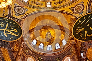 The interior of Hagia Sophia, Ayasofya, Istanbul, Turkey.