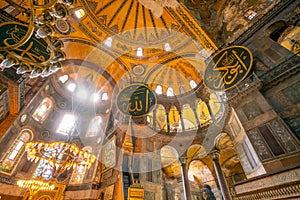 Interior of Hagia Sophia in Istanbul, Turkey