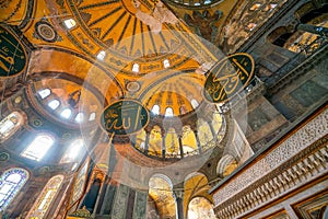 Interior of Hagia Sophia in Istanbul, Turkey