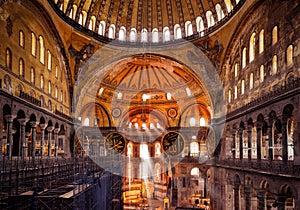 Interior of the Hagia Sophia in Istanbul, Turkey