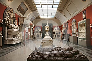 The interior of the hall of European medieval art in the Pushkin Museum of Fine Arts