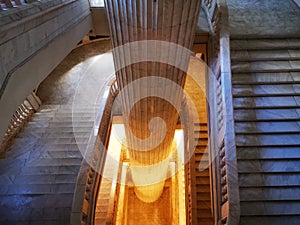 Interior hall with huge pillar