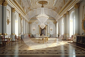 Interior Hall of a Luxury Castle Palace, AI Generated