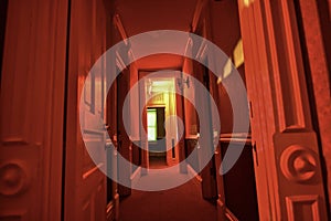 Interior hallway of the Blair House in Washington Iowa during a paranormal tour