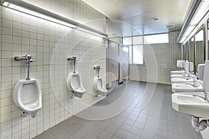 The interior of a handicapped accessible restroom.