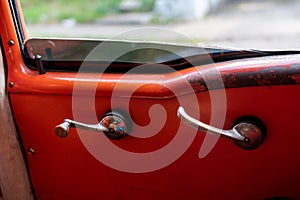 Interior handle of an old car in Havana. Cuba.