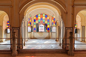 Interior of Hawa Mahal palace is Palace of Winds in Jaipur. India