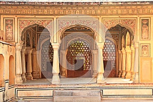 Interior of Hawa Mahal (Wind Palace) in Jaipur, Rajasthan, India photo