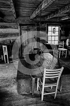 Interior of a historic cabin in Sky Meadows State Park, VA