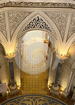 Interior of the historic Monserrate Palace in Sentra near Lisbon, Portugal