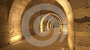 Interior of Historical Monumental Building With Stone Arches and Domes