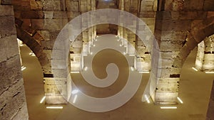 Interior of Historical Monumental Building With Stone Arches and Domes