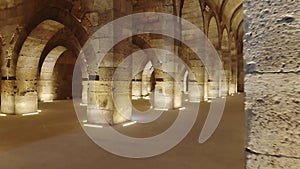 Interior of Historical Monumental Building With Stone Arches and Domes