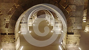 Interior of Historical Monumental Building With Stone Arches and Domes