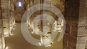 Interior of Historical Monumental Building With Stone Arches and Domes