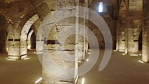 Interior of Historical Monumental Building With Stone Arches and Domes