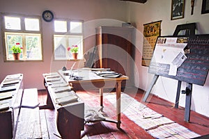 Interior of historical school in open air musem in Stara Lubovna