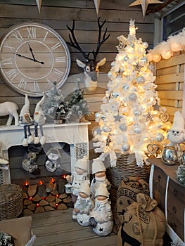 Interior of home articles shop with Christmas decorations