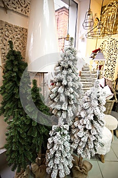 Interior of a home articles shop with Christmas decoratoins