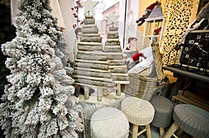 Interior of a home articles shop with Christmas decoratoins