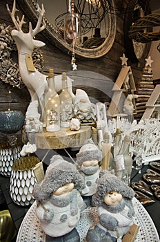 Interior of a home articles shop with Christmas decoratoins