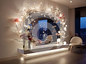 Interior home mirror design with lights