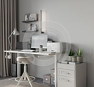 The interior of a home workplace or office in a modern style