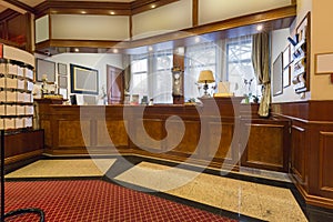 Interior of a hotel reception area