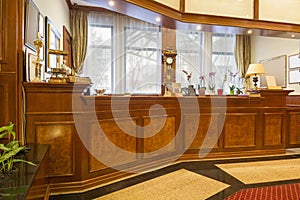 Interior of a hotel reception area