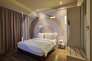 Interior of a hotel room, single bed room executive class