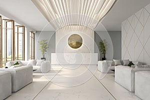 Interior of hotel and spa reception 3D illustration