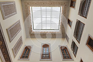 Interior of house in arabian style has clear roof top