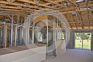 Interior of house under construction