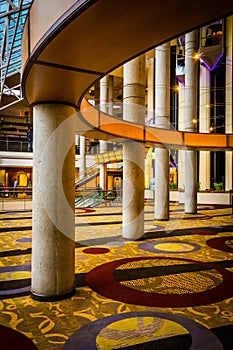 The interior of the Hyatt Regency in Baltimore, Maryland.