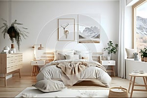 Light academia bedroom, AI generative photo