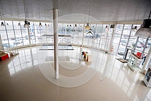 Interior of empty car dealership