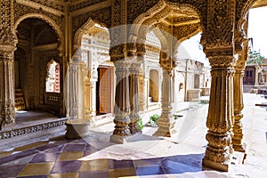 Interior of the Jain temple Amar Sagar in the Jaisalmer area, Rajasthan, India