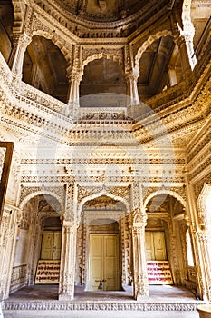 Interior of the Jain temple Amar Sagar in the Jaisalmer area, Rajasthan, India