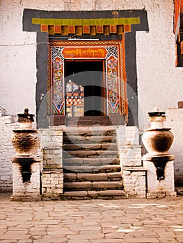 The interior of the Jakar Yugyal Dzong in Bhutan