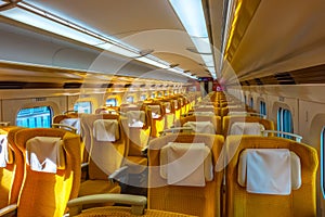 Interior of Japanese Shinkansen high speed train