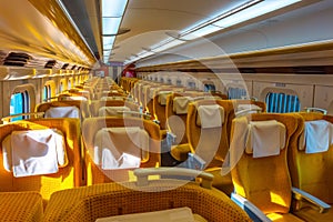 Interior of Japanese Shinkansen high speed train