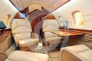 Interior of jet plane