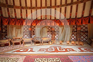 Interior of King's grand Ger inMongolia photo