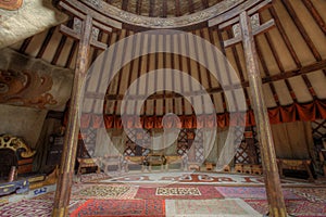 Interior of King's grand Ger in Mongolia photo