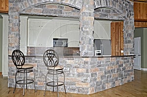 Interior kitchen area of a rustic style home