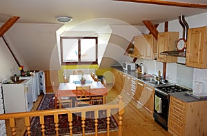 Interior of kitchen.