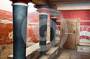 Interior of the Knossos palace on the island of Crete, Greece.